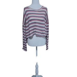 caution to the wind L Crop Top Shirt Anthropologie Blouse Top Knit Scoop Neck